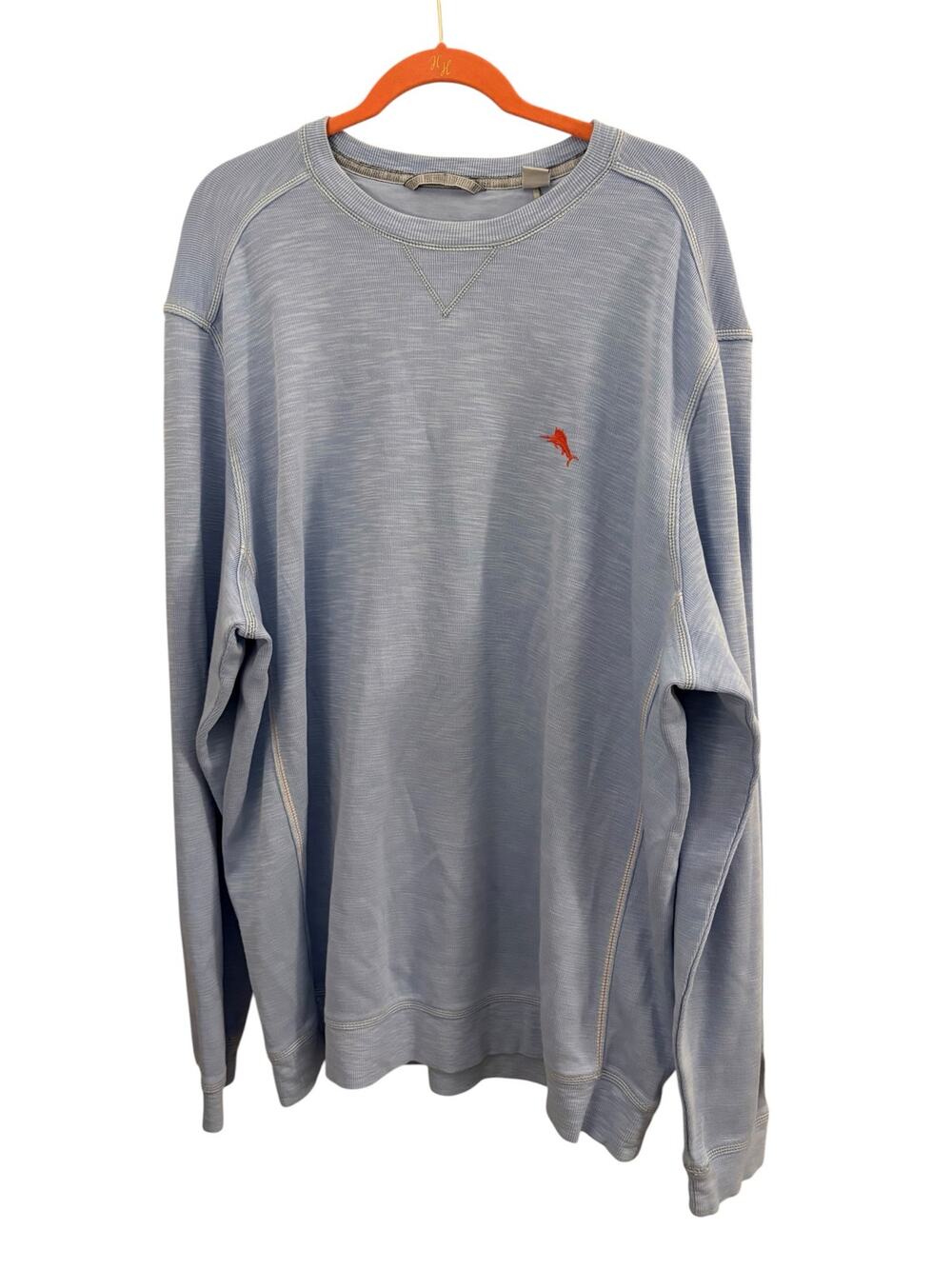 Tommy Bahama Topego Bay Mens Long Sleeve Sweater Blue 2XLT Athleisure Cotton